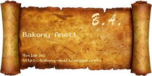 Bakony Anett névjegykártya