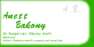 anett bakony business card